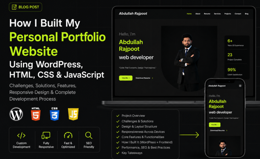 How I Built My Personal Portfolio Website in WordPress – Design, Challenges, SEO & Development Journey